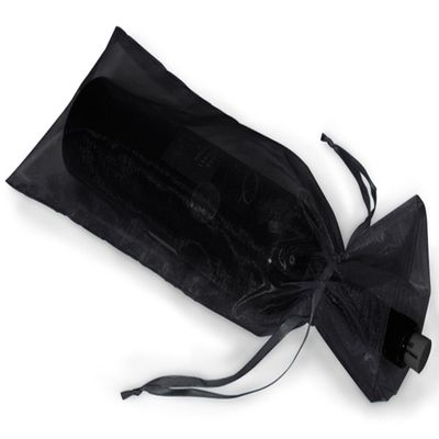 6 Black Organza Bags - Bottle/Wine Bags Gift Pouch, 6" x 14"