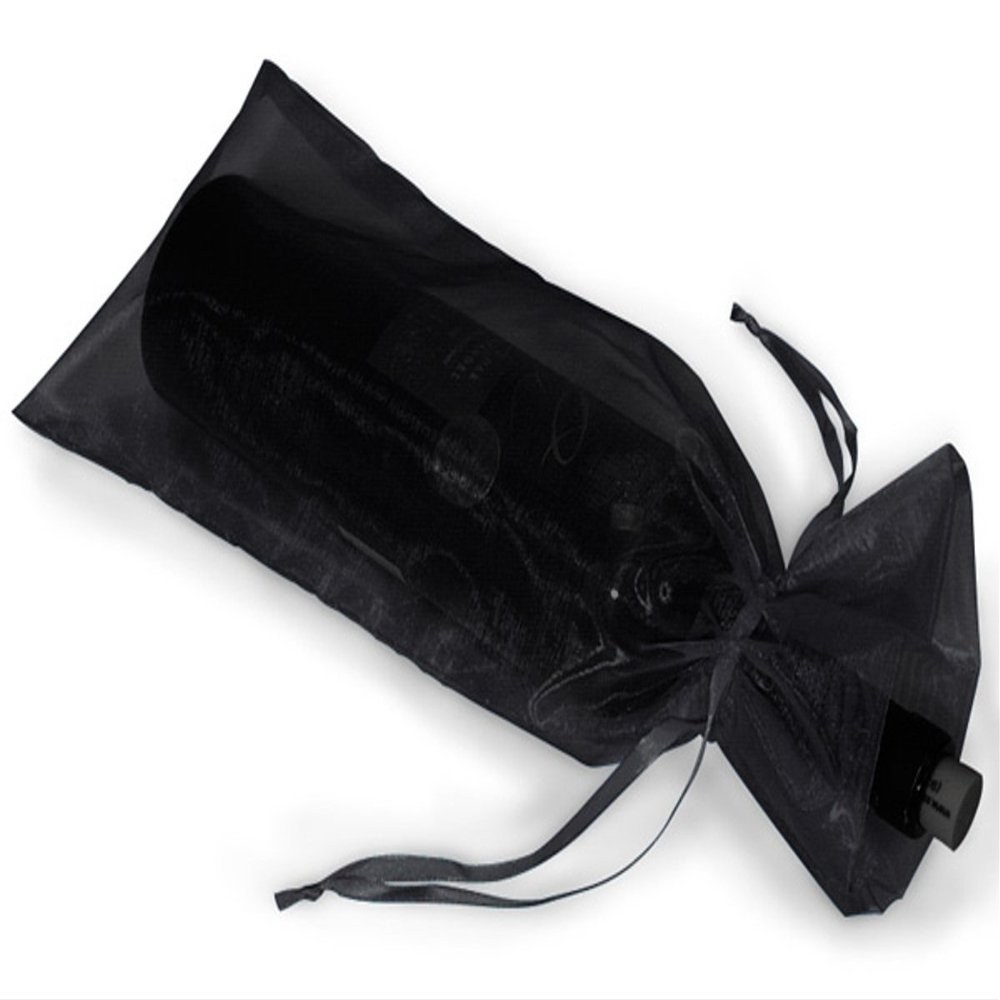 6 Black Organza Bags - Bottle/Wine Bags Gift Pouch, 6" x 14"