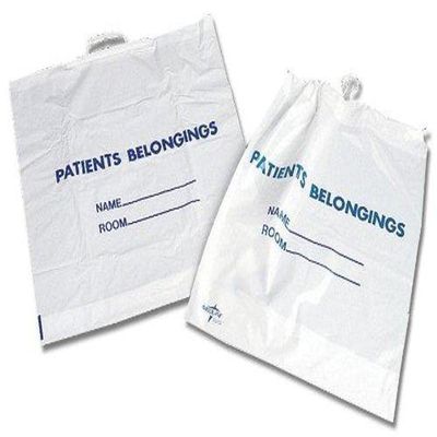 Medline Patient Plastic Belongings Bag with Drawstring, Clear, Hospital Essentials, 18" x 20", Pack of 250