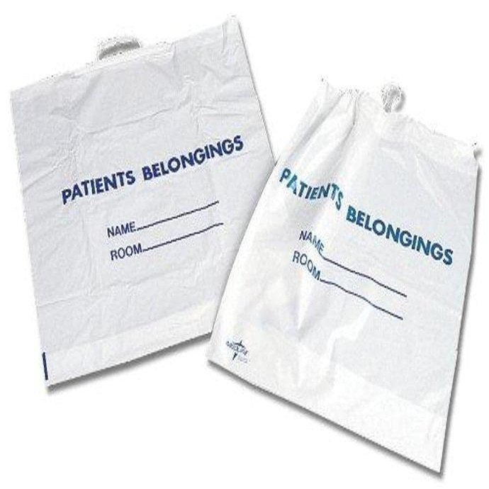 Medline Patient Plastic Belongings Bag with Drawstring, Clear, Hospital Essentials, 18" x 20", Pack of 250
