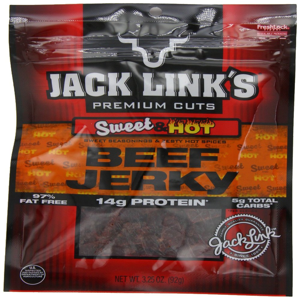 Jack Links Beef Jerky, Sweet & Hot, 3.25-Ounce Bags (Pack of 4)