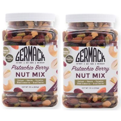 Germack - Pistachio Berry Nut Mix - Roasted & Unsalted (Set of 2, 30oz Jars)