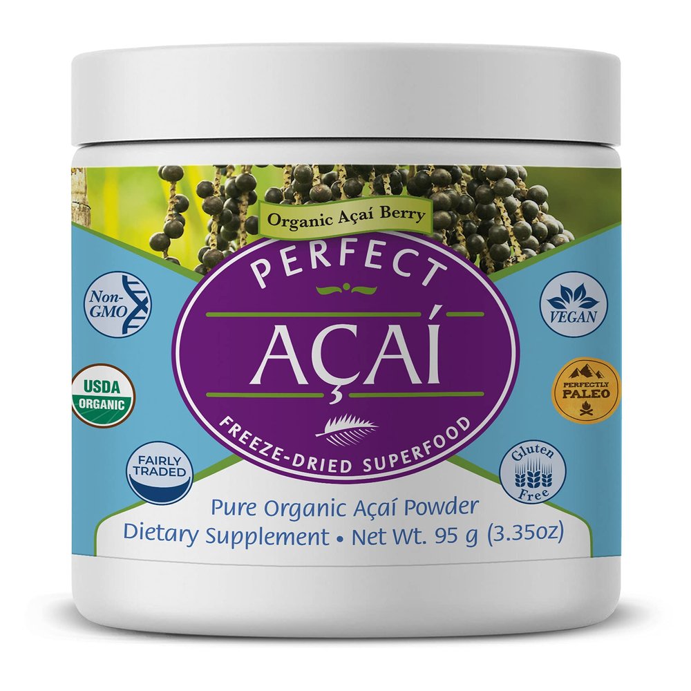 Perfect Supplements Perfect Acai Powder 95 Grams Pure Organic Freeze-Dried Acai Berry Superfood - Powerful Antioxidants - Supports Immune System