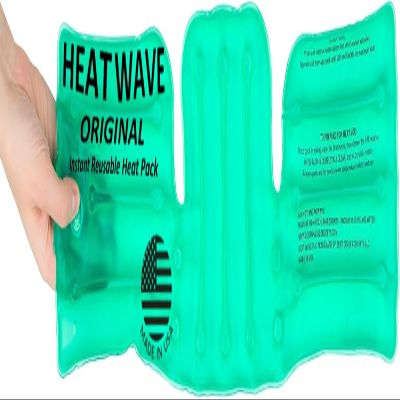 Made in USA: HEAT WAVE Instant Reusable Heat Packs- Back/Shoulder/Neck (6 x 18), Reusable Heat Pack for Muscle Aches, Pain Relief, Click Heat
