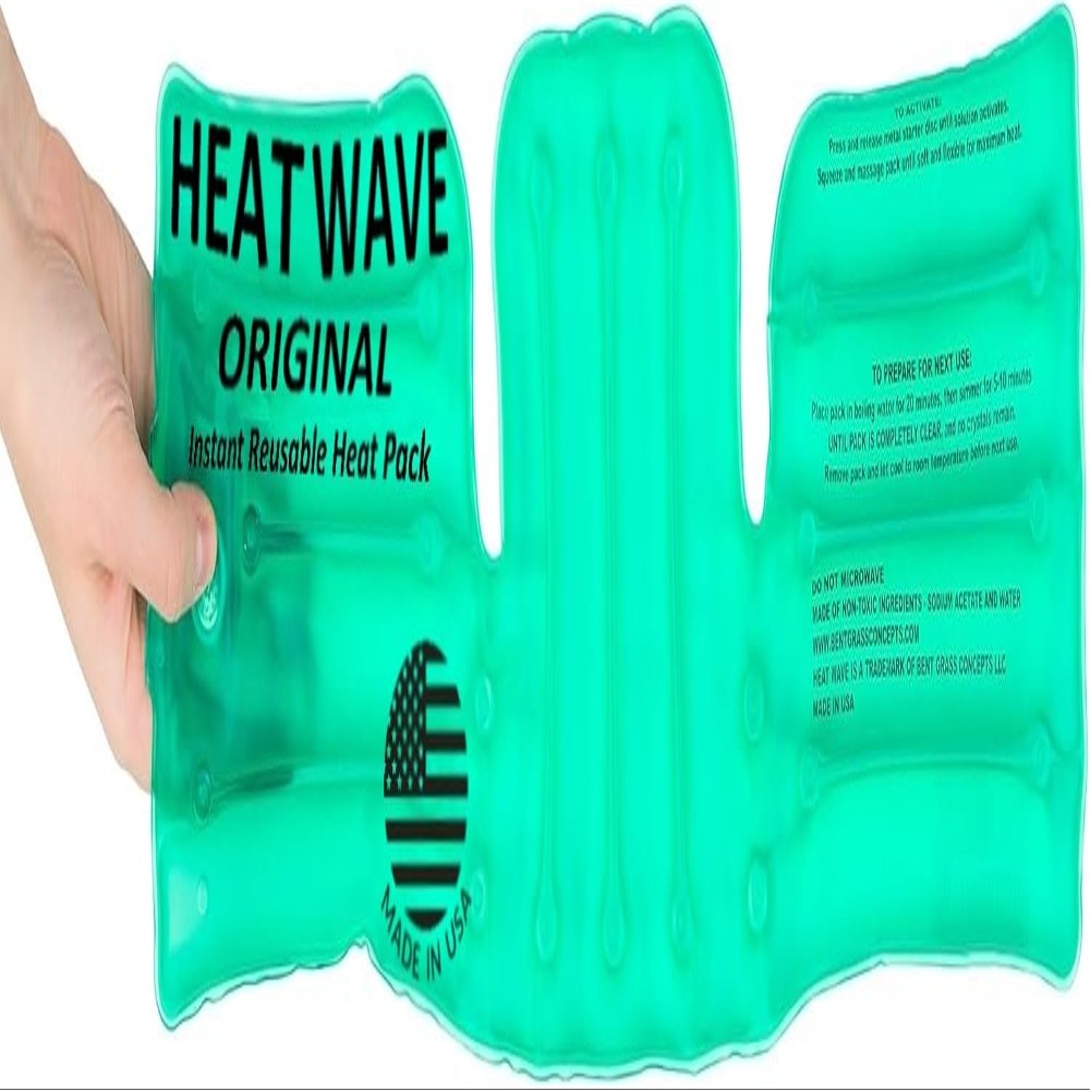 Made in USA: HEAT WAVE Instant Reusable Heat Packs- Back/Shoulder/Neck (6 x 18), Reusable Heat Pack for Muscle Aches, Pain Relief, Click Heat