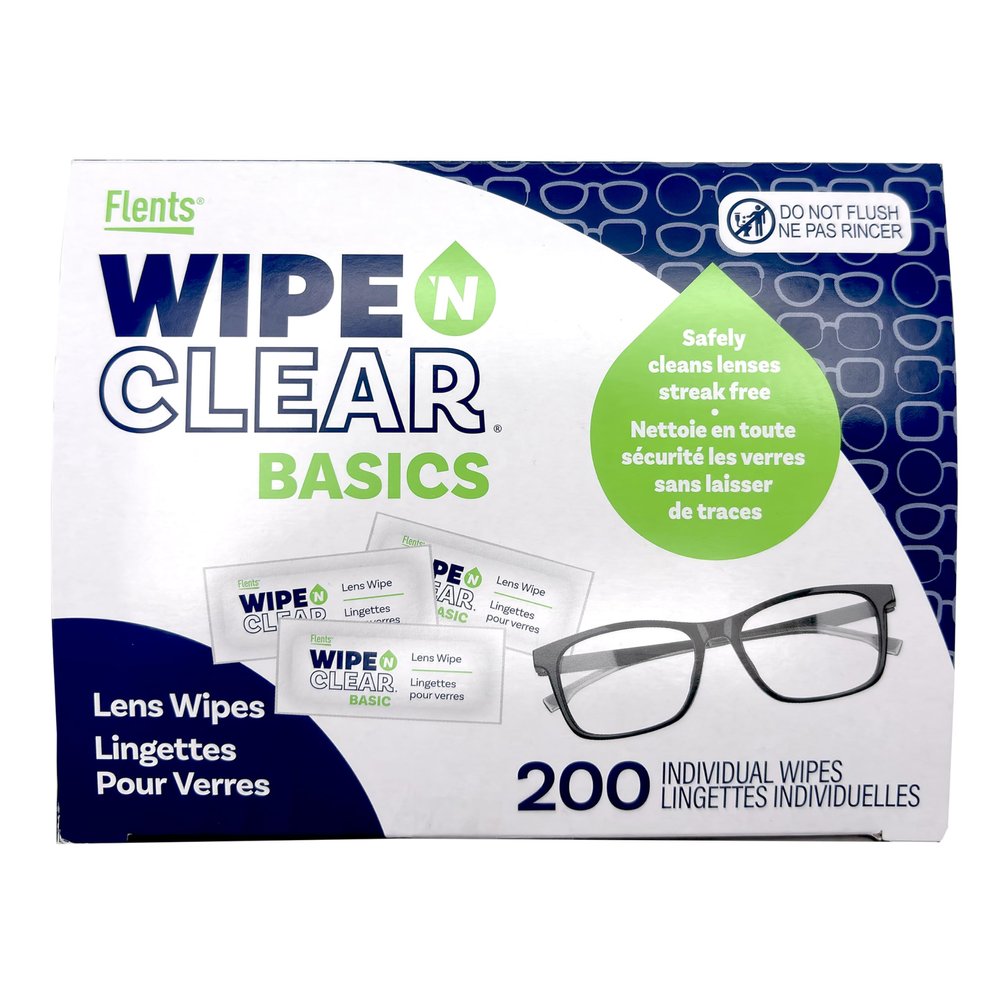 Flents Lens Wipes, Wipe 'N Clear Basic, 200 Count, Pre-Moistened