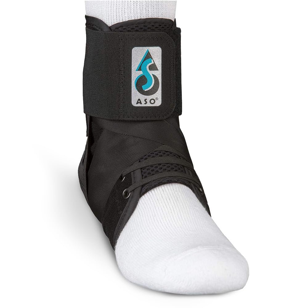 Med Spec ASO Speed Lacer (Large, Black) Ankle Brace for Sprained Ankle and Peroneal Tendonitis, Orthopedic Ankle Support for Men, Women, Adults, Teens and Kids, Sports Injury Recovery, 223615