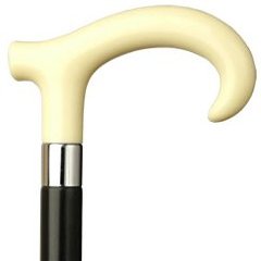 Men Derby Hook Cane Black Maple Shaft, Ivory Handle -Affordable Gift! Item #HAR-9120138