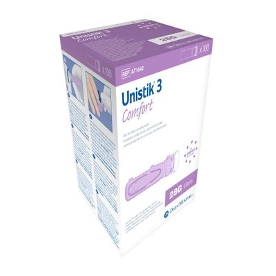 Owen Mumford Unistik 3 Safety Lancets (28G), 100 Count