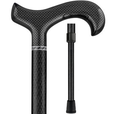 Royal RC Canes Black Carbon Fiber Derby Walking Cane - Triple Wound Adjustable Cane for Men and Women Lightweight Walking Stick for Hiking and Travel
