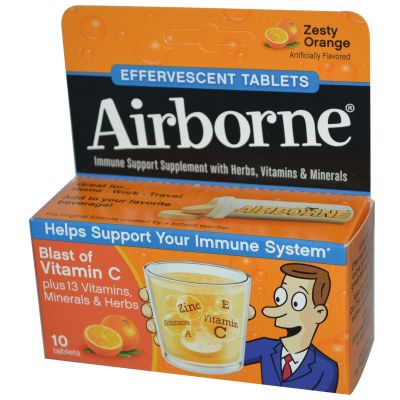 Airborne Zesty Orange Effervescent Tablets, 10 Count - 1000mg of Vitamin C - Immune Support Supplement (Pack of 12)