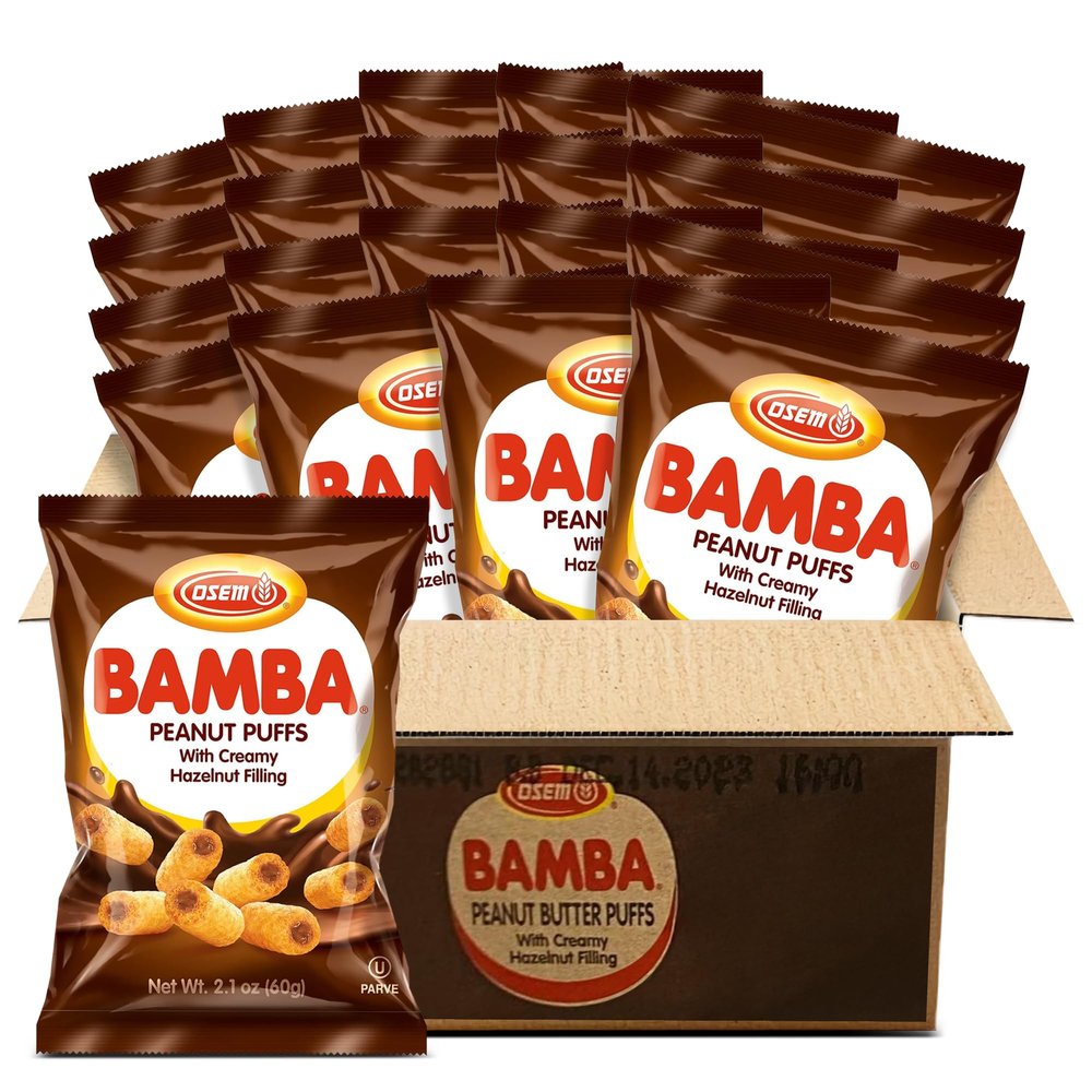 Bamba Hazelnut Cream Peanut Butter Snacks All Natural Peanut Butter PB Corn Puffs, 2.1oz Bag (Pack of 20)