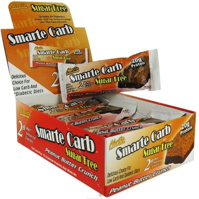 NuGo Nutrition Smarte Carb Protein Bar, Peanut Butter Crunch, 12 Bars, 1.83 oz (52 g) Each