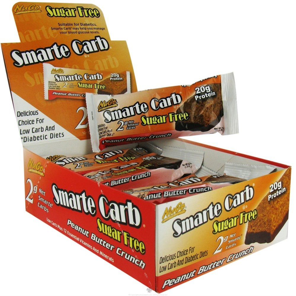 NuGo Nutrition Smarte Carb Protein Bar, Peanut Butter Crunch, 12 Bars, 1.83 oz (52 g) Each