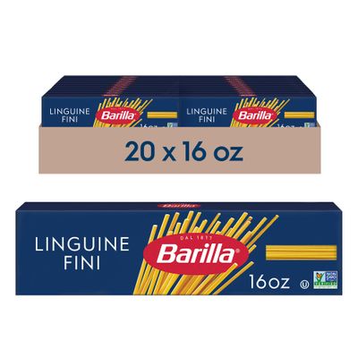 Barilla Linguine Fini Pasta, 16 oz. Box (Pack of 20) - Non-GMO, Food Groceries, Pantry Staples, Made with Durum Wheat Semolina - Kosher Certified