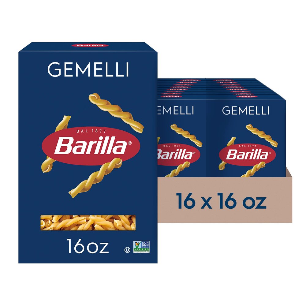 Barilla Gemelli Pasta, 16 oz. Box (Pack of 16) - Non-GMO, Made with Durum Wheat Semolina - Kosher Certified
