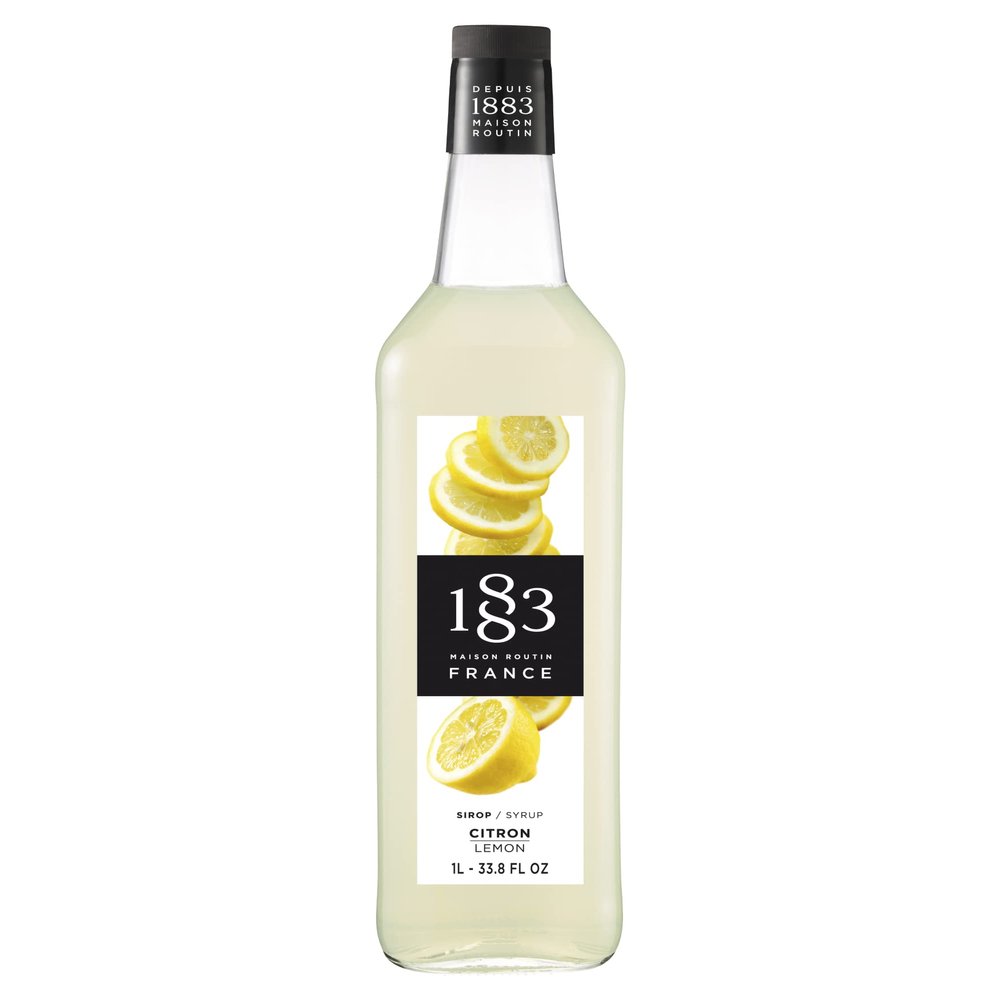 1883 Lemon Syrup for Drinks, Made in France, 1 Liter Glass Bottle