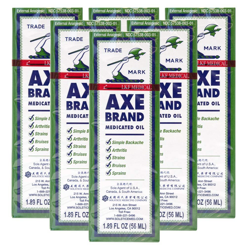 Axe Brand Medicated Oil (Muscle, Joint, and Backache Pain Relief) (1.89 fl oz) (6 Bottles) (Solstice)