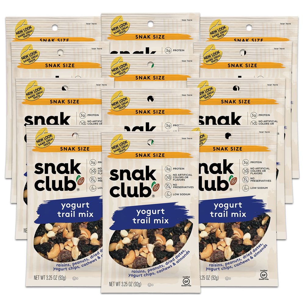 Snak Club All Natural Yogurt Trail Mix, Non-GMO, 3.25-Ounces, 12-Pack