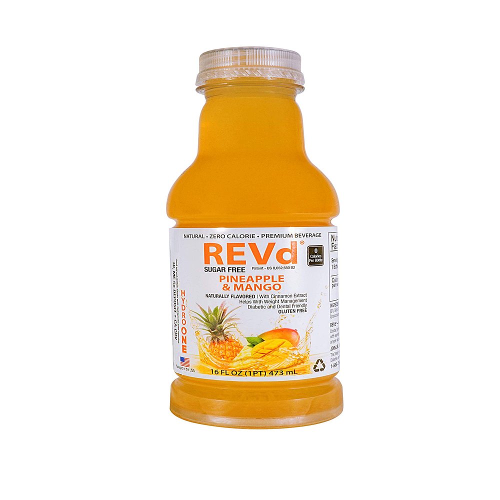 Hydro One REVd Pineapple & Mango (16 fl oz.)US Patented Diabetic Premium Beverage, Sugar Free, Cinnamon Extract, 12pack