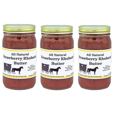 All Natural Butters Strawberry/Rhubarb- 8 Oz Jar - Qty 3 Jars