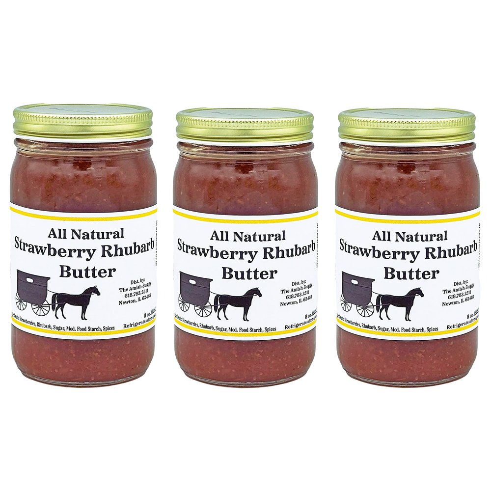 All Natural Butters Strawberry/Rhubarb- 8 Oz Jar - Qty 3 Jars