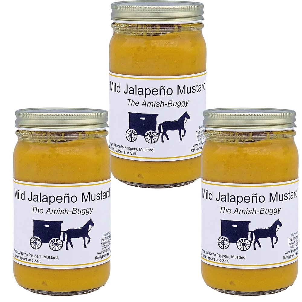 Amish Mustards - Mild Jalapeno - 7 Oz Jar - Pkg of 3 Jars
