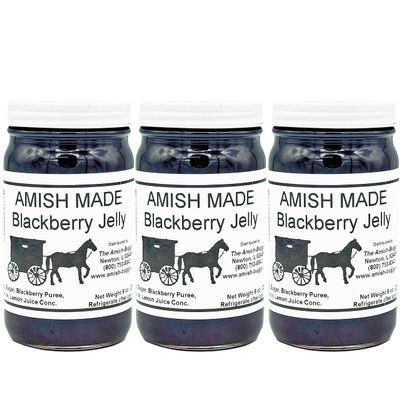 Amish Jelly, Blackberry - 8 Oz Jar - Qty 3 Made by Arndts Fudgery