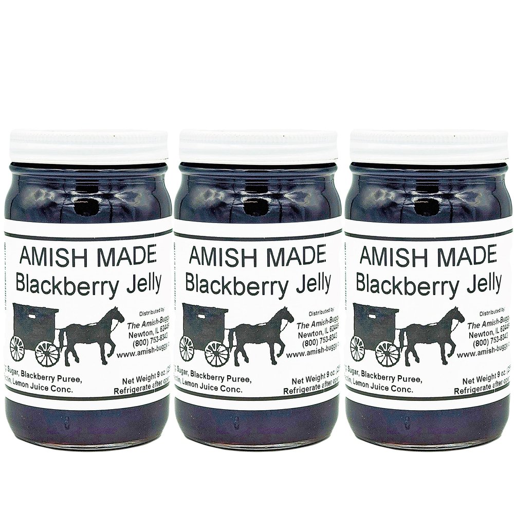 Amish Jelly, Blackberry - 8 Oz Jar - Qty 3 Made by Arndts Fudgery