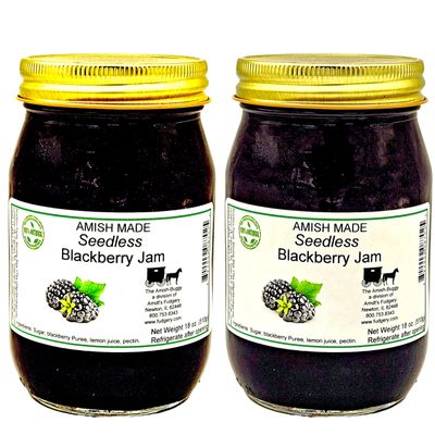 Amish Seedless Blackberry Jam - Two 18 Oz Jars