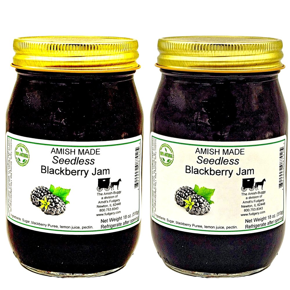 Amish Seedless Blackberry Jam - Two 18 Oz Jars