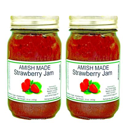 Amish Strawberry Jam - Two 16 Oz Jars