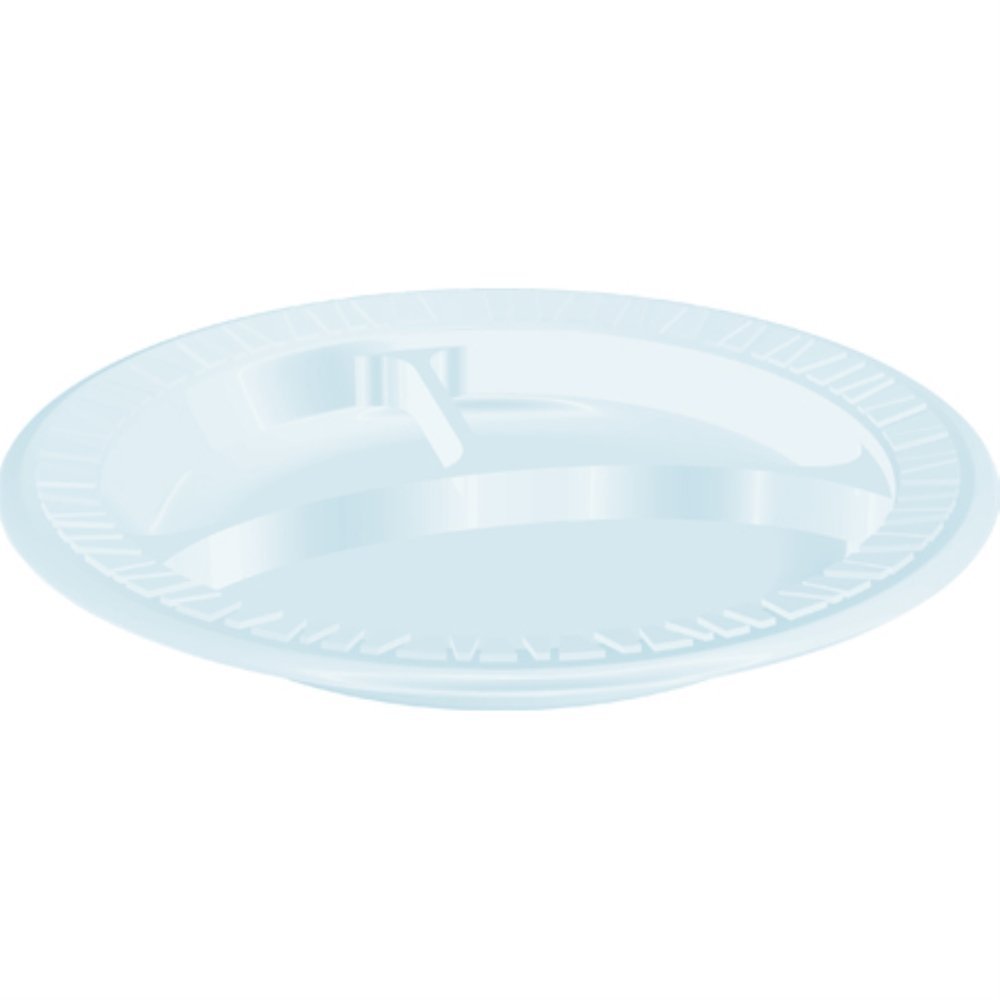 10.25" Foam Plastic Round Plates 3 Compartments 125/Pack in White