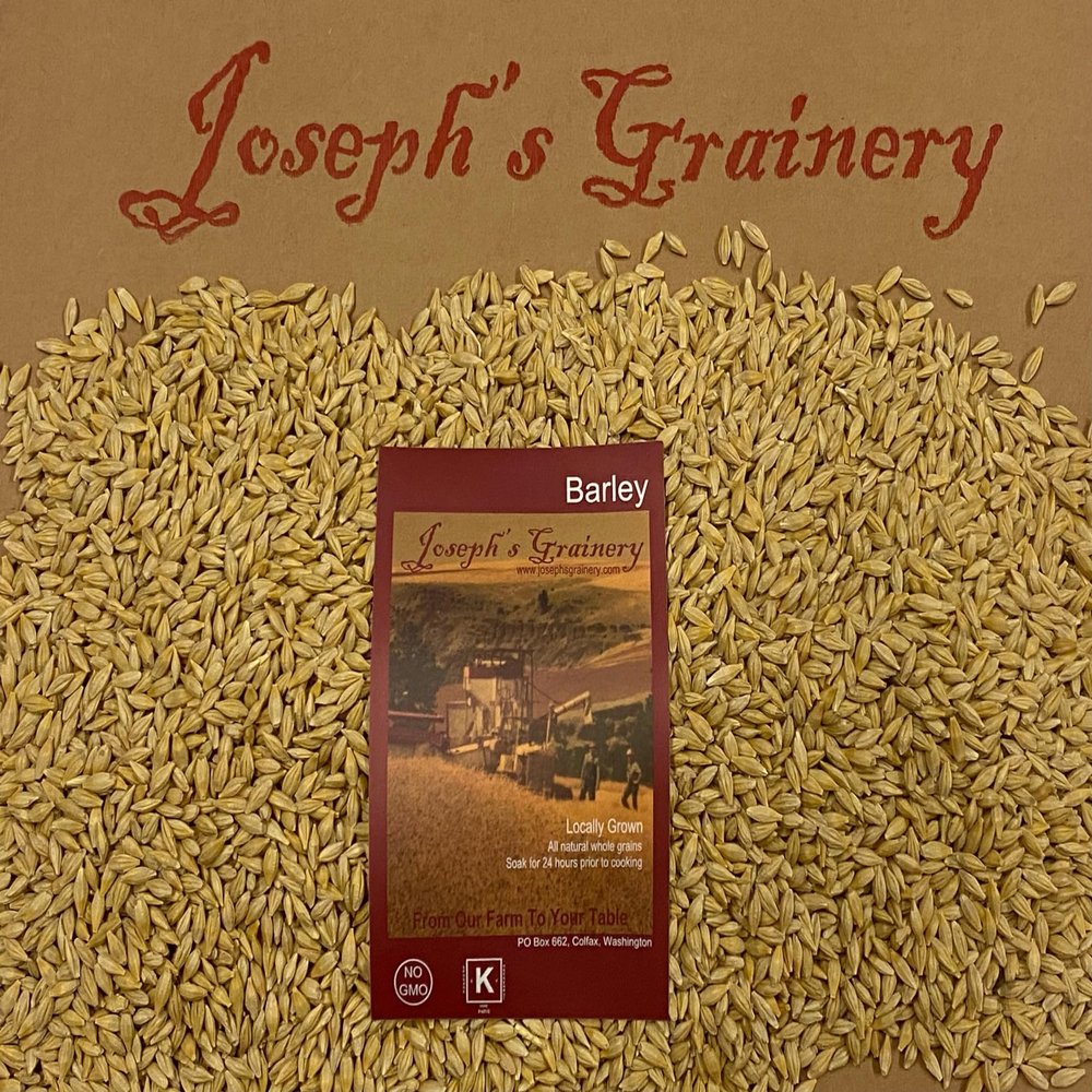 Barley 12 Lbs, Unhulled Barley (Hull Intact), Joseph's Grainery Whole Grain Barley, Non-GMO, Kosher Certified