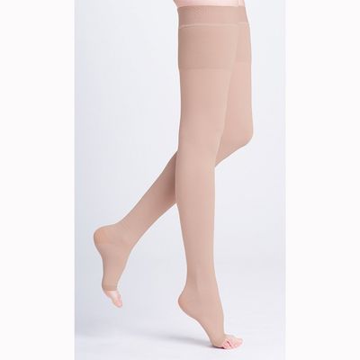 500 Natural Rubber 30-40 mmHg Open Toe Unisex Thigh High Sock with Grip-Top Size: M3