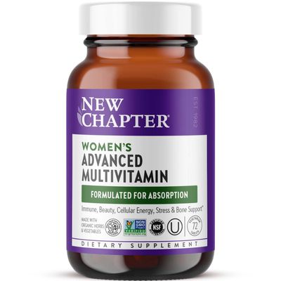 New Chapter Women's Multivitamin Advanced Formula for Stress, Bone, Immune, Beauty & Energy Support, Higher Levels of Whole-Food Fermented Essential Nutrients for Women + Iron + Vitamin D3, 72 Count