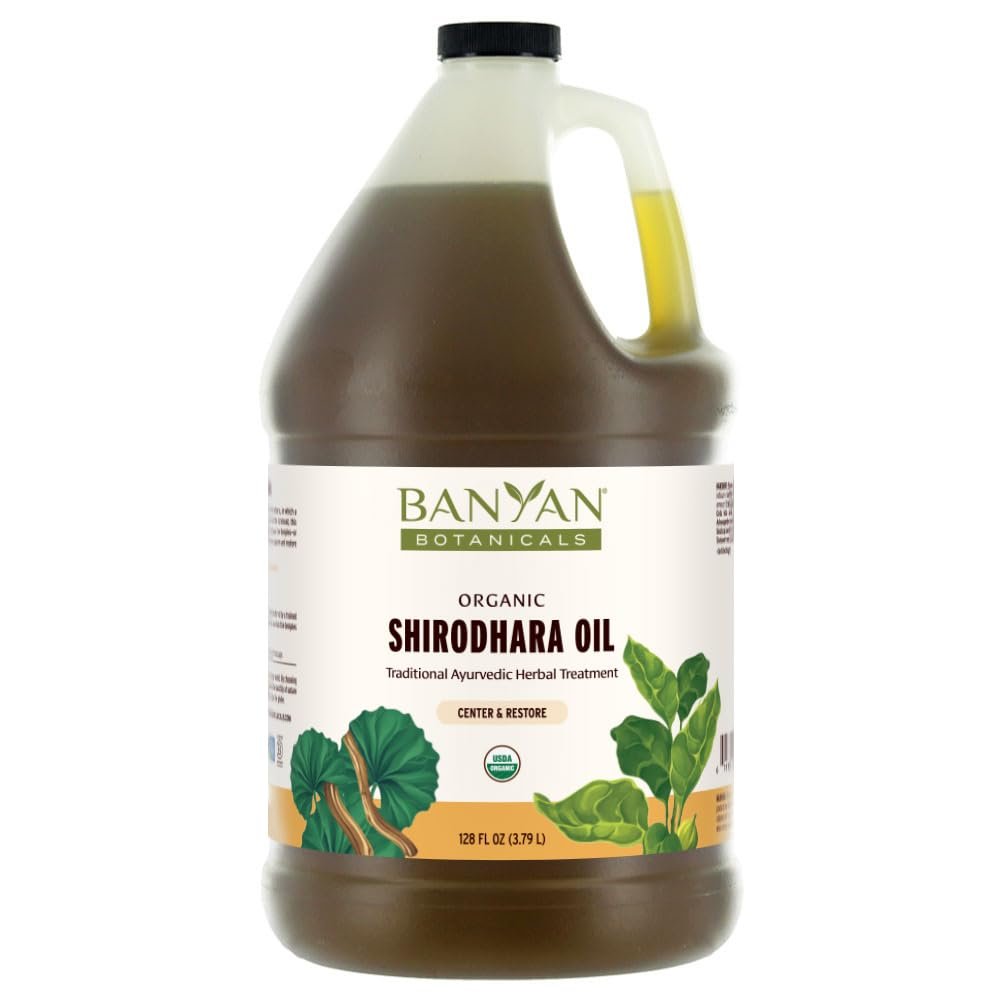 Banyan Botanicals Shirodhara Oil  Organic Massage Oil for Relaxation  Calming & Therapeutic Massage Oil with Bhringaraj, Gotu Kola & Shatavari  128 oz  Non GMO Sustainably Sourced Abhyanga Oil
