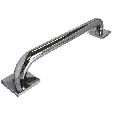 24" Decorative Grab Bar with Square Escutcheon Finish: Polished Chrome