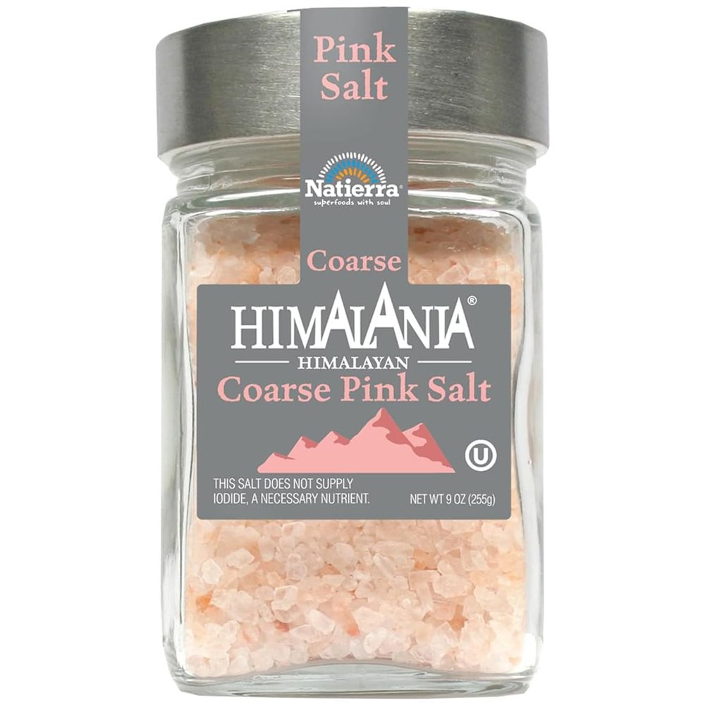 Natierra Himalania Himalayan Coarse Pink Salt in Glass Jar | Unrefined & Non-GMO | 9 Ounce