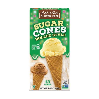 Let's Do Gluten Free Rolled Style Ice Cream Sugar Cones - Waffle Cones for Ice Cream, Non-GMO - 4.6 Oz (Pack of 12)