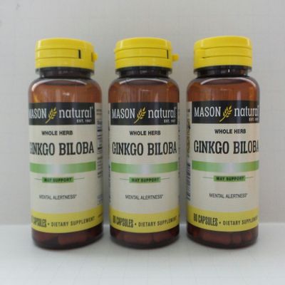 3 Pack Special of Mason Natural Ginkgo BILOBA 500MG Capsules 60 per Bottle