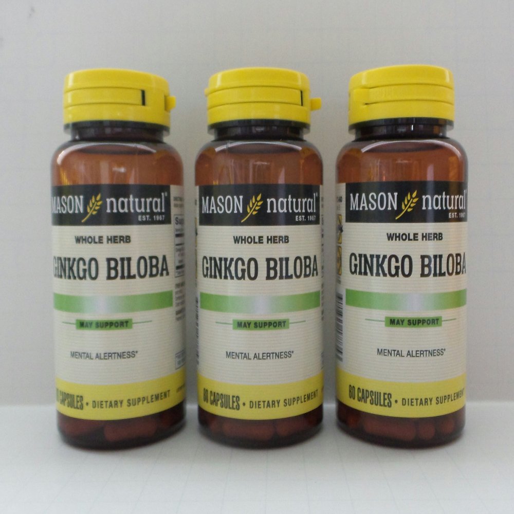 3 Pack Special of Mason Natural Ginkgo BILOBA 500MG Capsules 60 per Bottle