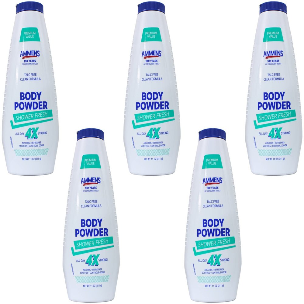 Ammens Medicated Powder Shower Fresh with Aloe 11 oz (Pack of 5)
