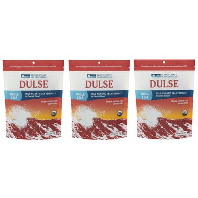 Maine Coast Sea Vegetables Organic Dulse Whole Leaf Bag | Nutritious Food & Seaweed Snacks | Rich in Iodine | North Atlantic Harvest | Great for Salads, Soup, Smoothies | 2 Oz (Pack Of 3)