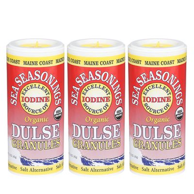 Maine Coast Sea Vegetables Organic Dulse Granules Shaker | Seaweed Seasoning | Rich in Iodine & Protein | Harvested from North Atlantic | Great for Salads, Soup & Smoothies | 1.5 oz (Pack of 3)