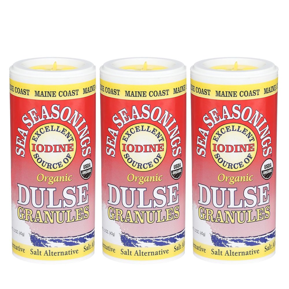 Maine Coast Sea Vegetables Organic Dulse Granules Shaker | Seaweed Seasoning | Rich in Iodine & Protein | Harvested from North Atlantic | Great for Salads, Soup & Smoothies | 1.5 oz (Pack of 3)