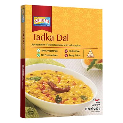 Ashoka Indian Meals 1932, Heat & Serve Vegetarian Lentils, Everyday Dal, All-Natural Indian Dal Tadka, Kosher Certified, Camping Friendly Food, Gluten-Free & with No Preservatives, Pack of 1