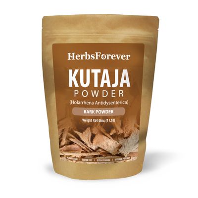 Herbsforever Kutaja Powder(Holarrhena Antidysenterica) Bark-Support GI Tract,IBS Balance| Wild Harvested-Non GMO | Ultra Clean | Steam Treated |16oz-1LBS Stop Loose Motion, Digestive & Colon Comfort