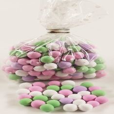 Scott's Cakes Chocolate Dutch Mints in a 1 Pound White Polka Dots Bag