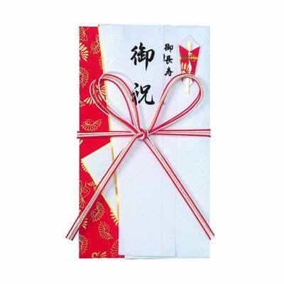Maruai Ki-595R Congratulatory Bag, Longevity, Wedding Anniversary Celebration, Flower Knot, Red and White, 1 Piece